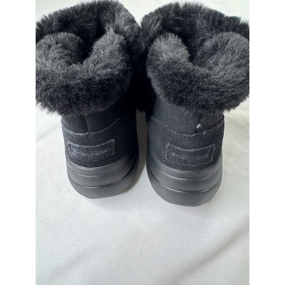 Skechers On-the-GO Joy Women Black Suede Faux Fur Trim Winter Ankle Boots